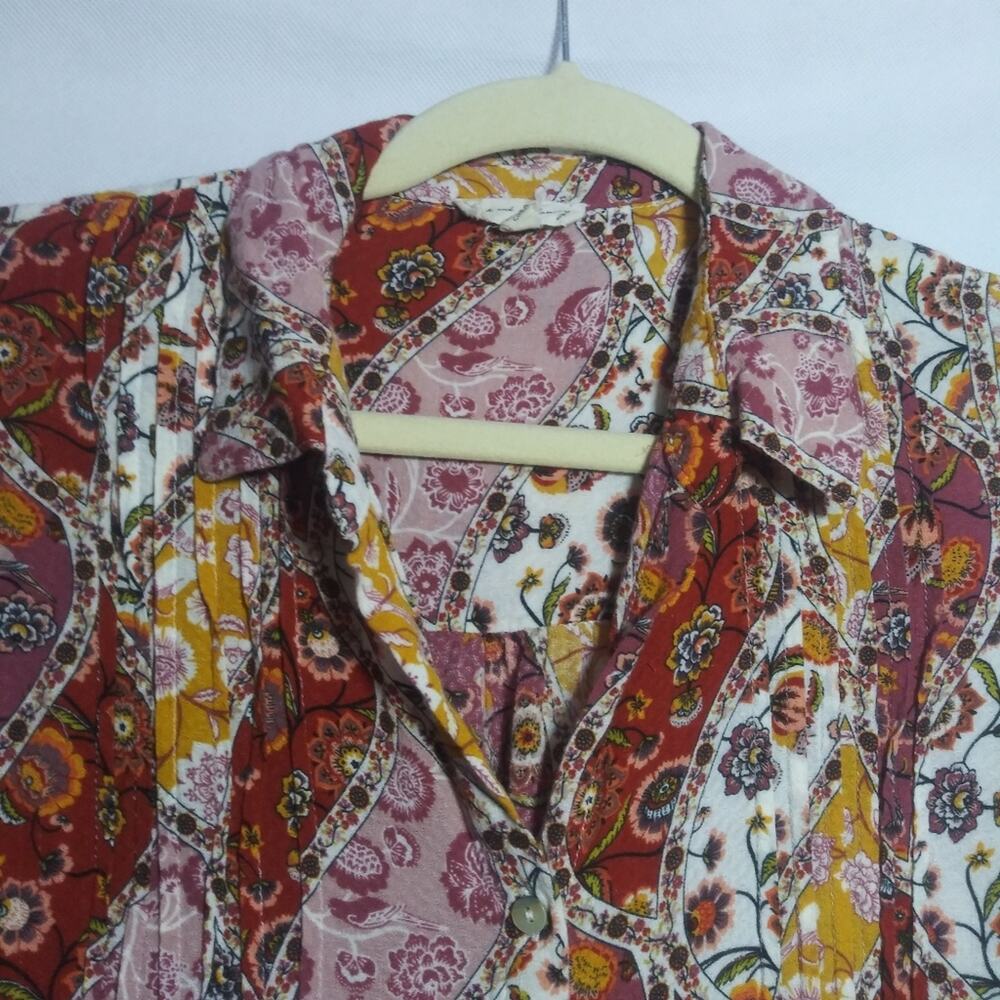Jane and Delancey Retro Floral Paisley Oversized Button Up Top Boho Sz XL - Picture 2 of 9
